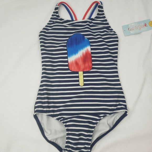 Girls' One Piece Swimsuit - Cat & Jack™ Red White - Picture 11 of 12
